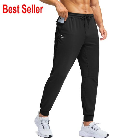 Fleece Lined Joggers Water Resistant Athletic Pants Zipper Pocket Winter Warm